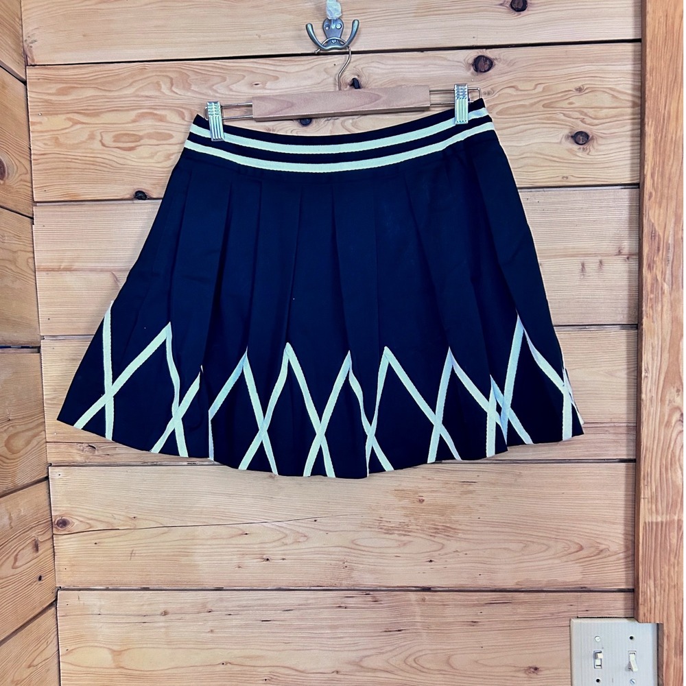 Vintage Skort Size 8 Navy Blue Pleated Tennis Retro Geometric Liz Golf Skirt